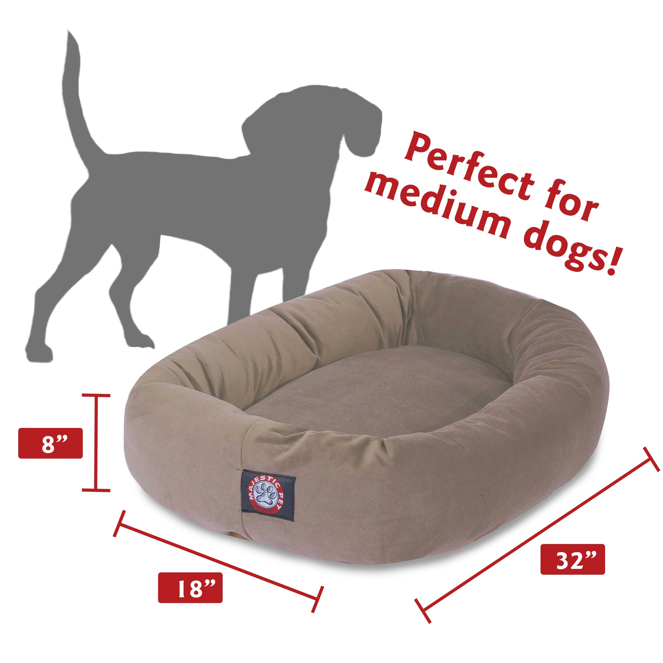 Orthopedic Dog Bed for Medium Dogs 32x23x7 Inch, Shredded Memory Foam Pet Bed with Head Support, Washable Donut Design for Joint Relief, Fern Green