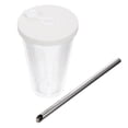 thumbnail image 3 of 1 Set Double Layered Cup Thickened Cold Drink Cup Reusable Boba Tea Cup with Straw, 3 of 9