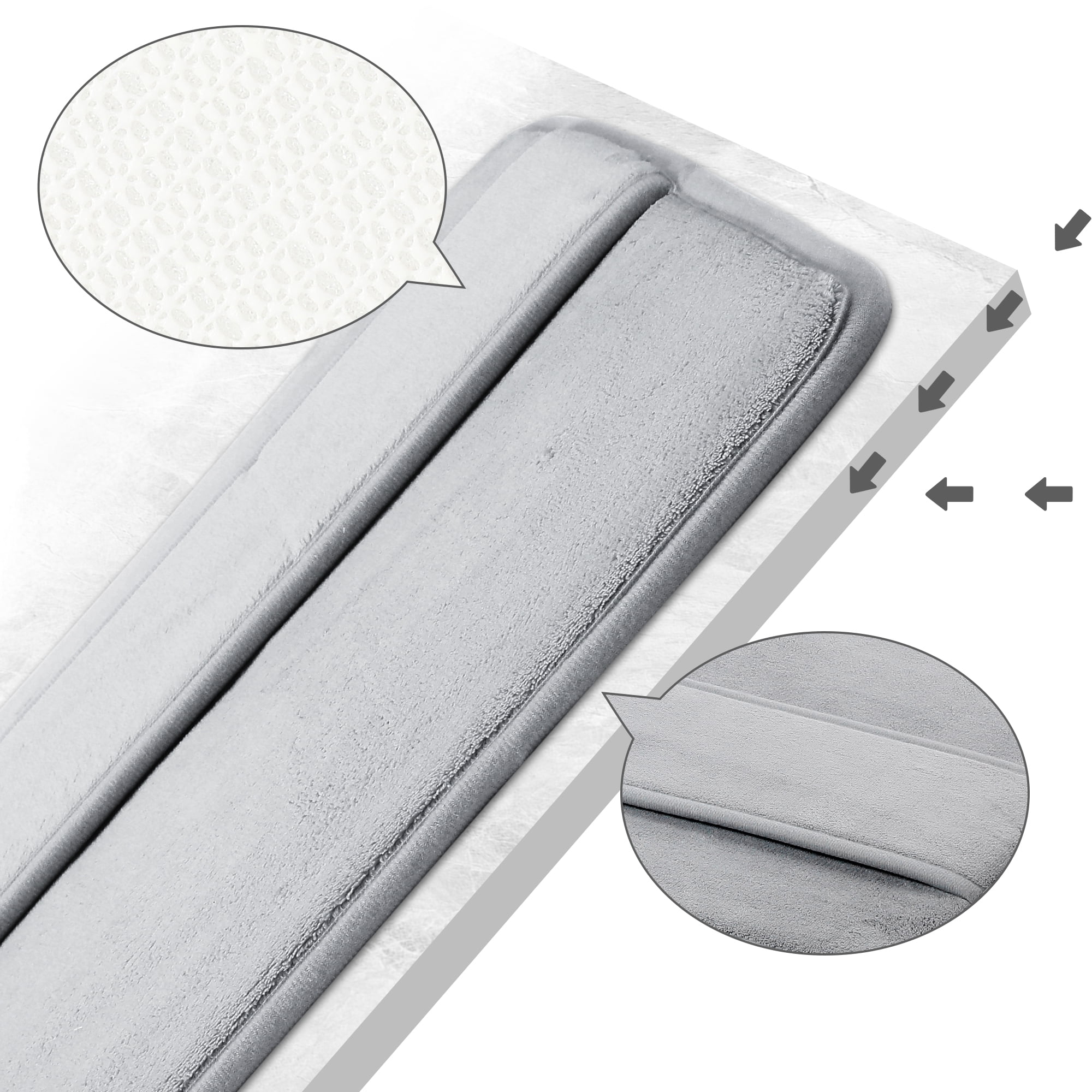 Unique Bargains Memory Foam Absorbent Non Slip Bath Rug Grey 16" x 24"