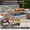 thumbnail image 4 of MEISSALIVVE 6 Pieces Patio Furniture Set with Dining Table, Outdoor Wicker Conversation Set with Fixed Chairs, Wood Armrest, 2 Ottomans, Blue, 4 of 7