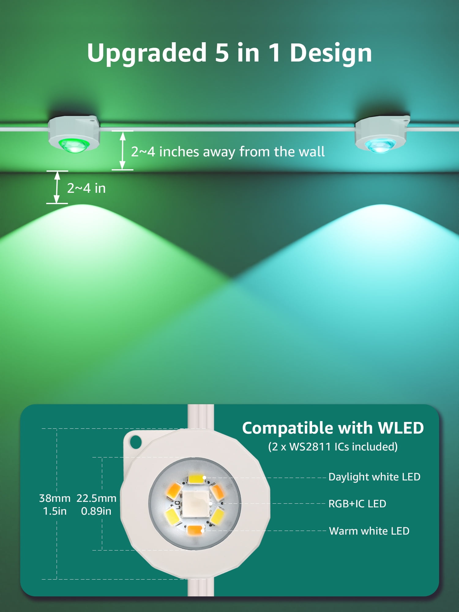 Lepro E1 AI Permanent Outdoor Lights 150FT, Smart RGB+IC Color Changing LED Eaves Lights APP Control Work with Alexa&Google Assistant (2.4 GHz WiFi), Waterproof for House, Halloween Christmas Decor