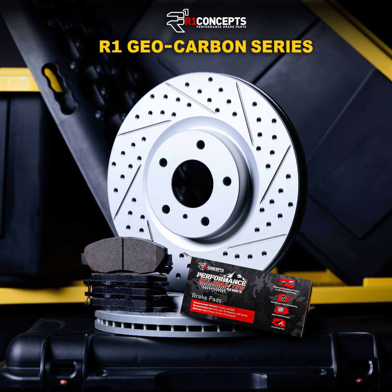 R1 Concepts Rear Brakes and Rotors Kit |Rear Brake Pads| Brake Rotors and Pads| Performance Off-Road Brake Pads and Rotors WBVN1-54049