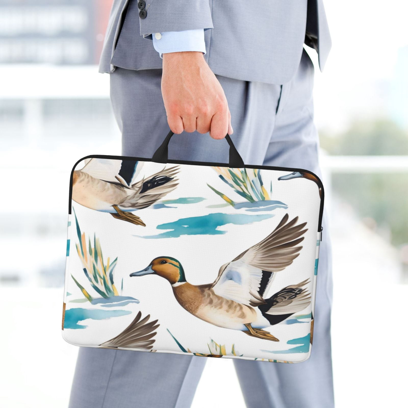 Laptop Sleeve Bag For Women Men 14inch Waterproof Durable Protective Computer Carrying Cover Handle Laptop Case Bag Water Duck