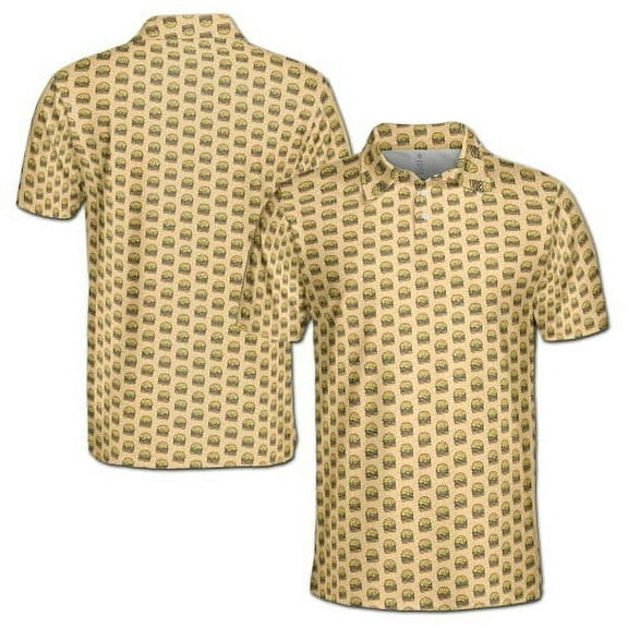 Funny Yellow Tiny Burger Doodle Food Lover Golf Men's Polo Shirt S-5XL