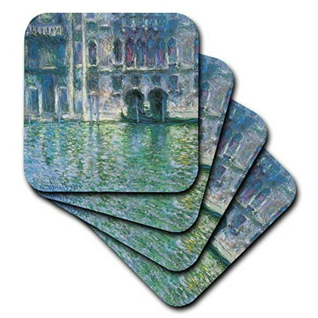 

3dRose CST_126633_1 Palazzo De Mula Venice Italy by Claude Monet 1908 Soft Coasters Set of 4