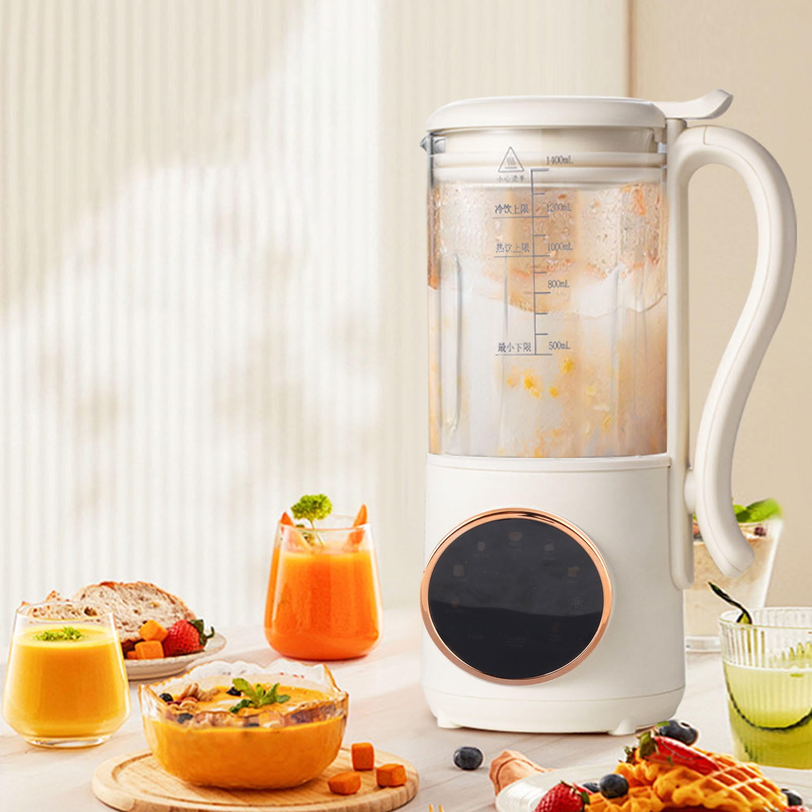 BOKYAN 1400ML Soy Milk & Food Processor –  Auto Heating, No‑Filter, Multi‑Use (Soy Milk, Juice, Soup, Rice Paste) –  Compact Kitchen Machine