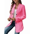 thumbnail image 2 of Blazer de Mujer con Cuello Alto, Informal, de Larga, Cruzado, Elegante, para Oficina y Negocios Rosa Roja S, 2 of 9