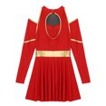 thumbnail image 5 of Aislor Womens Schoolgirls Cheering Uniform Cold Shoulders Dress Cheer Leader Costume Red L, 5 of 7