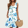 thumbnail image 2 of ZQUUVOU Women's Casual Summer Dress Floral Print Sleeveless Neck Knee Length Skirt Beach Dress Multicolor, 2 of 5
