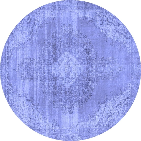Ahgly Company Machine Washable Indoor Round Abstract Blue Modern Area Rugs, 5' Round