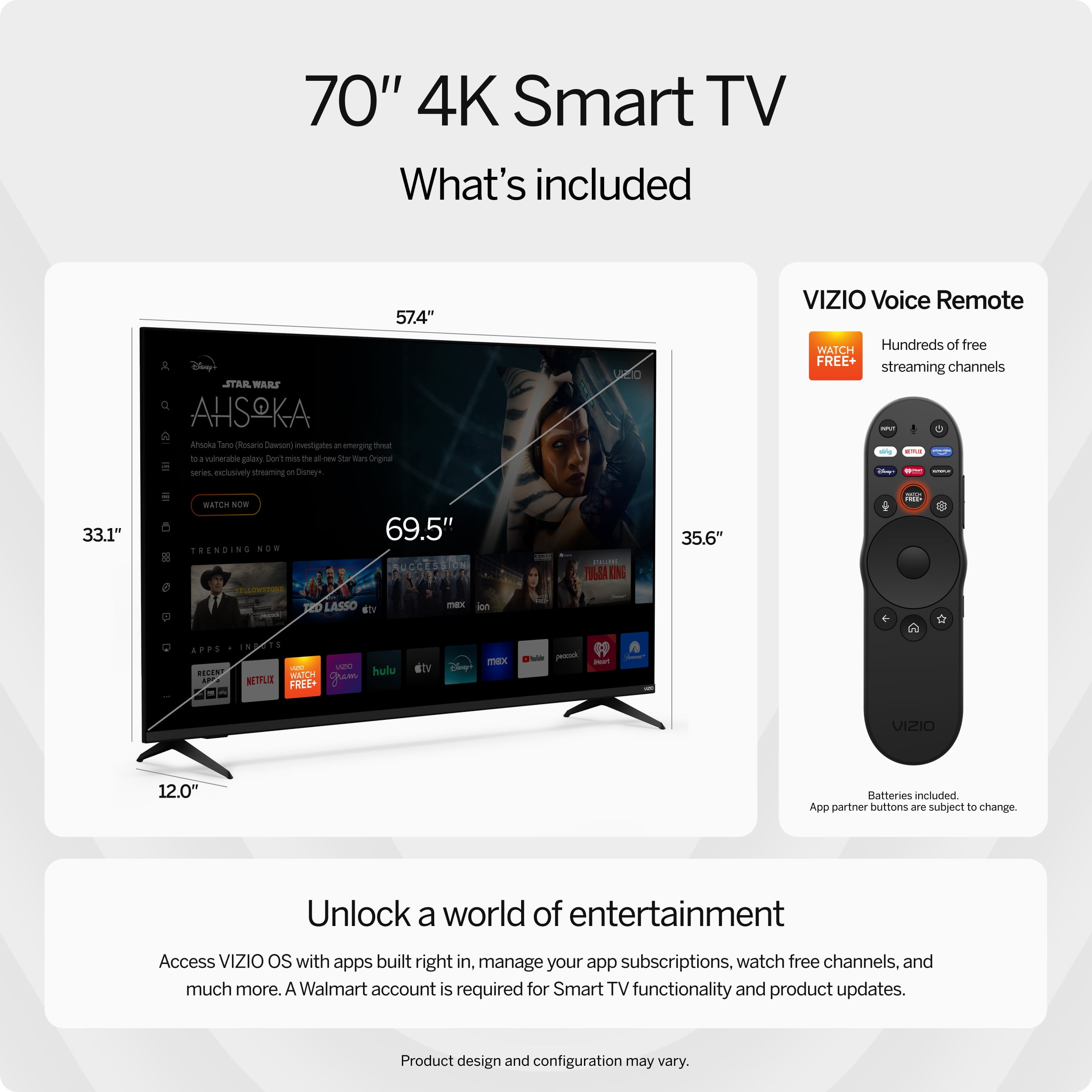 VIZIO 70” Class 4K UHD LED HDR Smart TV (V4K70M-08)