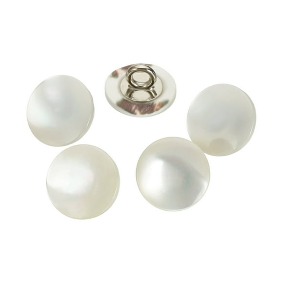 5 Pcs Bouton de Coquille Naturel, Boutons de Corps de Coquille Courbé 11,5 mm, Beige/argent