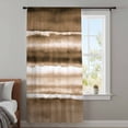 thumbnail image 3 of Brown Stripes Semi Sheer Curtains Drapes for Living Room, Bedroom, French Doors Window 108 Inches Long, Country Watercolors Gradient Texture Rod Pocket Chiffon Curtain Drapery Voile Draperies Panel, 3 of 8