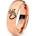 thumbnail image 1 of Tungsten Flower Heart Band Ring 7mm Men Women Comfort Fit 18k Rose Gold Dome Polished, 1 of 4