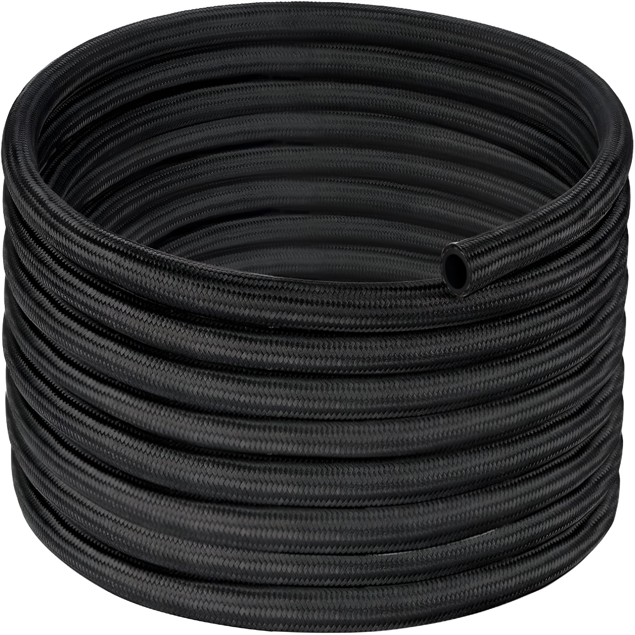 RIONIMA Fuel Line,Braided Fuel Hose Nylon Cpe 10Ft Black