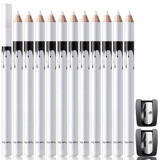 Set de lápices para barbería Noerrors de 12 piezas, blancos, con sacapuntas