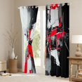 thumbnail image 3 of Homewish Red Abstract Print Blackout Curtains,Aesthetic Geometric Curtains Pack of 2 (42x84 Each), 3 of 6