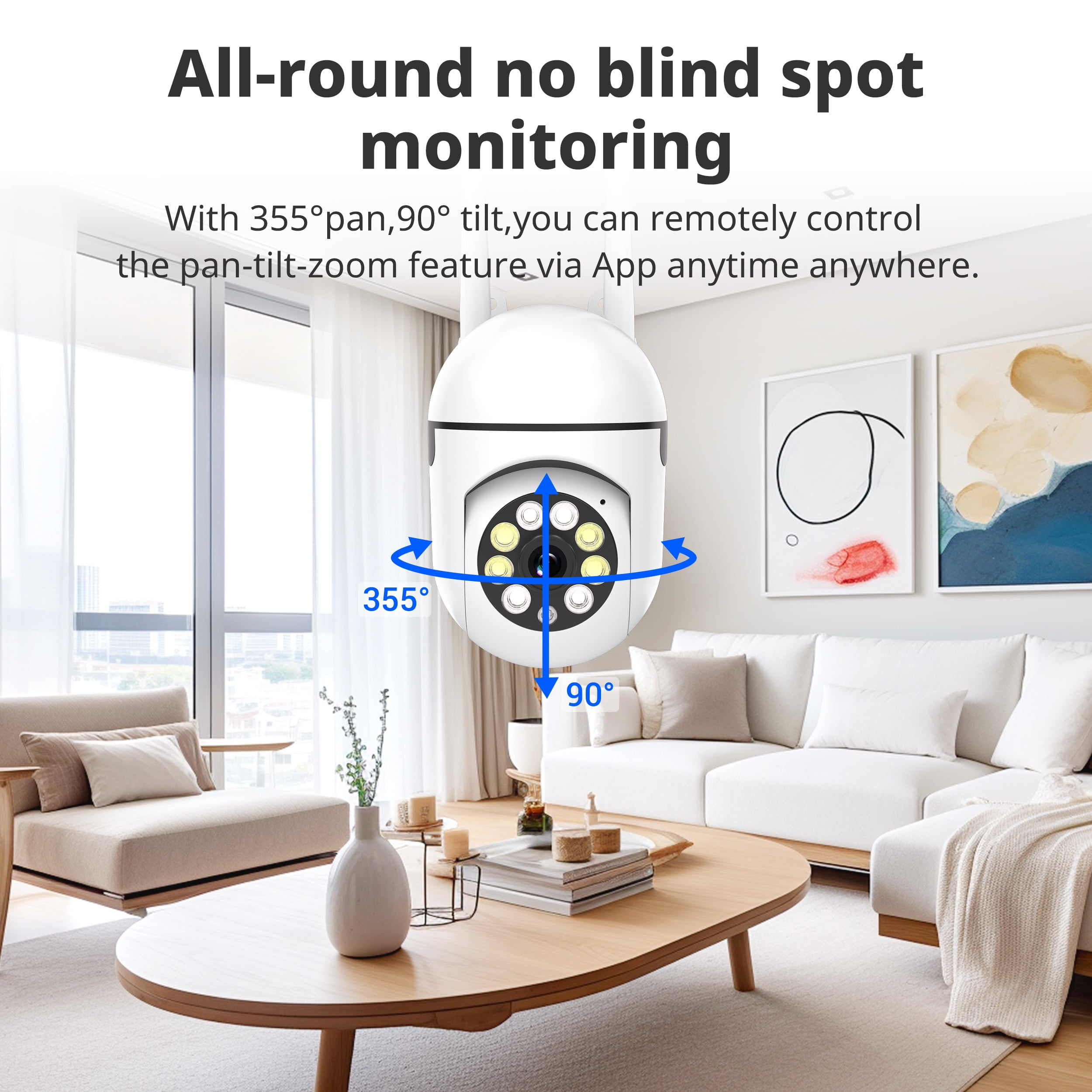 1080P Security Camera Outdoor 360° View Pan/Tilt Camera for Home Security Outside with Color Night Vision, Motion Detection, 2-Way Talk, 2.4GHz Wi-Fi, 4 Pack