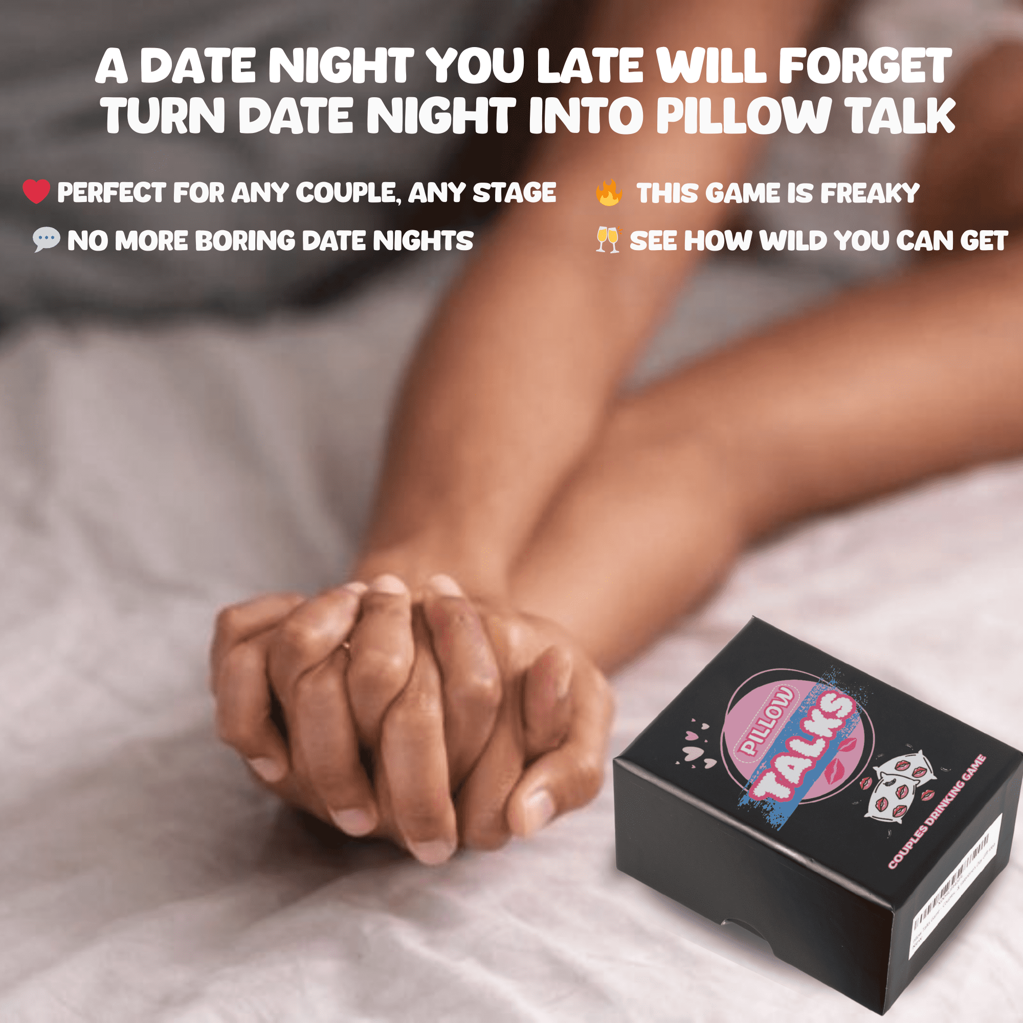Pillow Talks Game  – Couples Drinking Game for Adults Only – Fun Bedroom Game – 110 Cards for a Romantic Date Night & Valentine’s Day Gift Idea