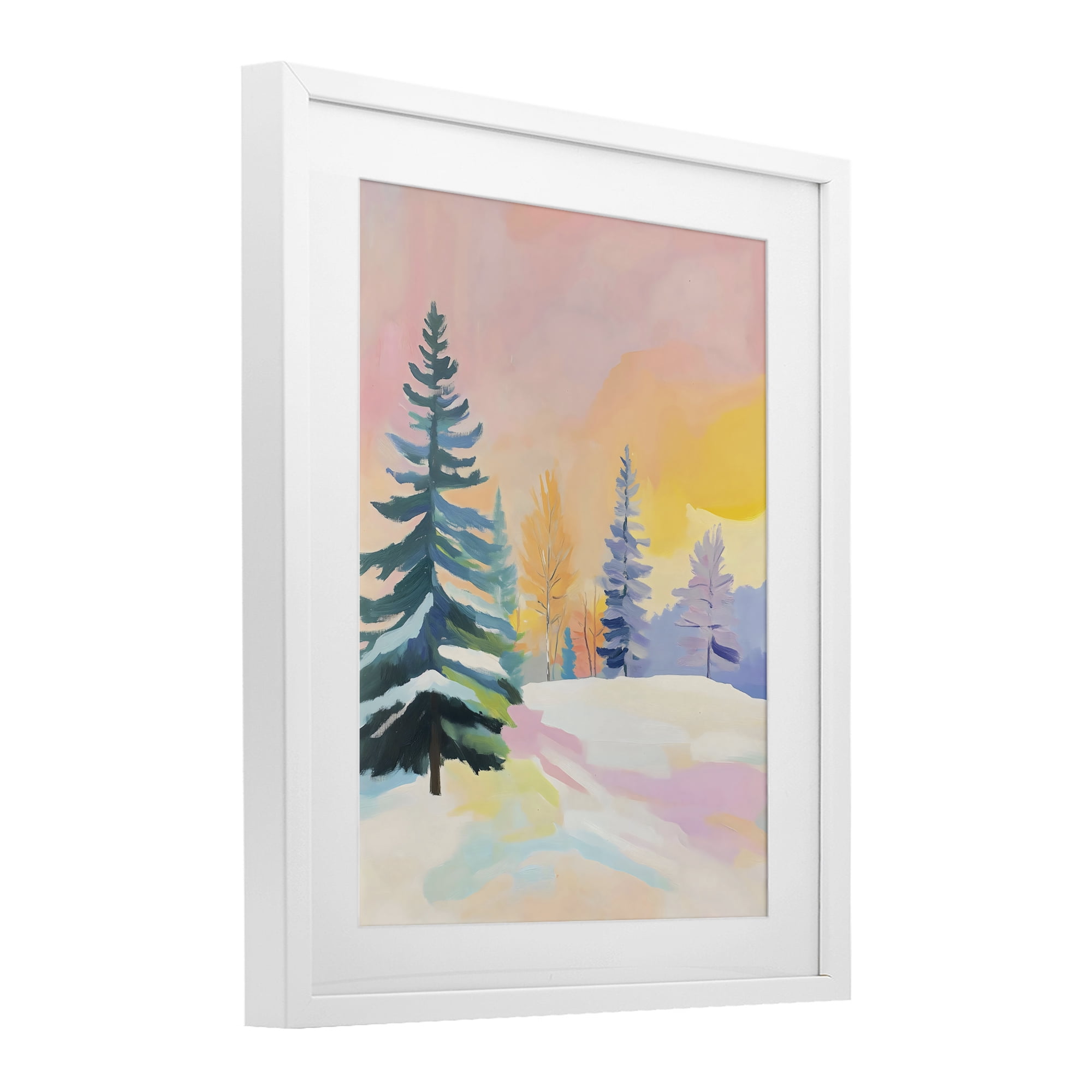 Stupell Industries Winter Forest Snowscape in Pastels White Framed Print Under Glass, design by The Prints Vibe