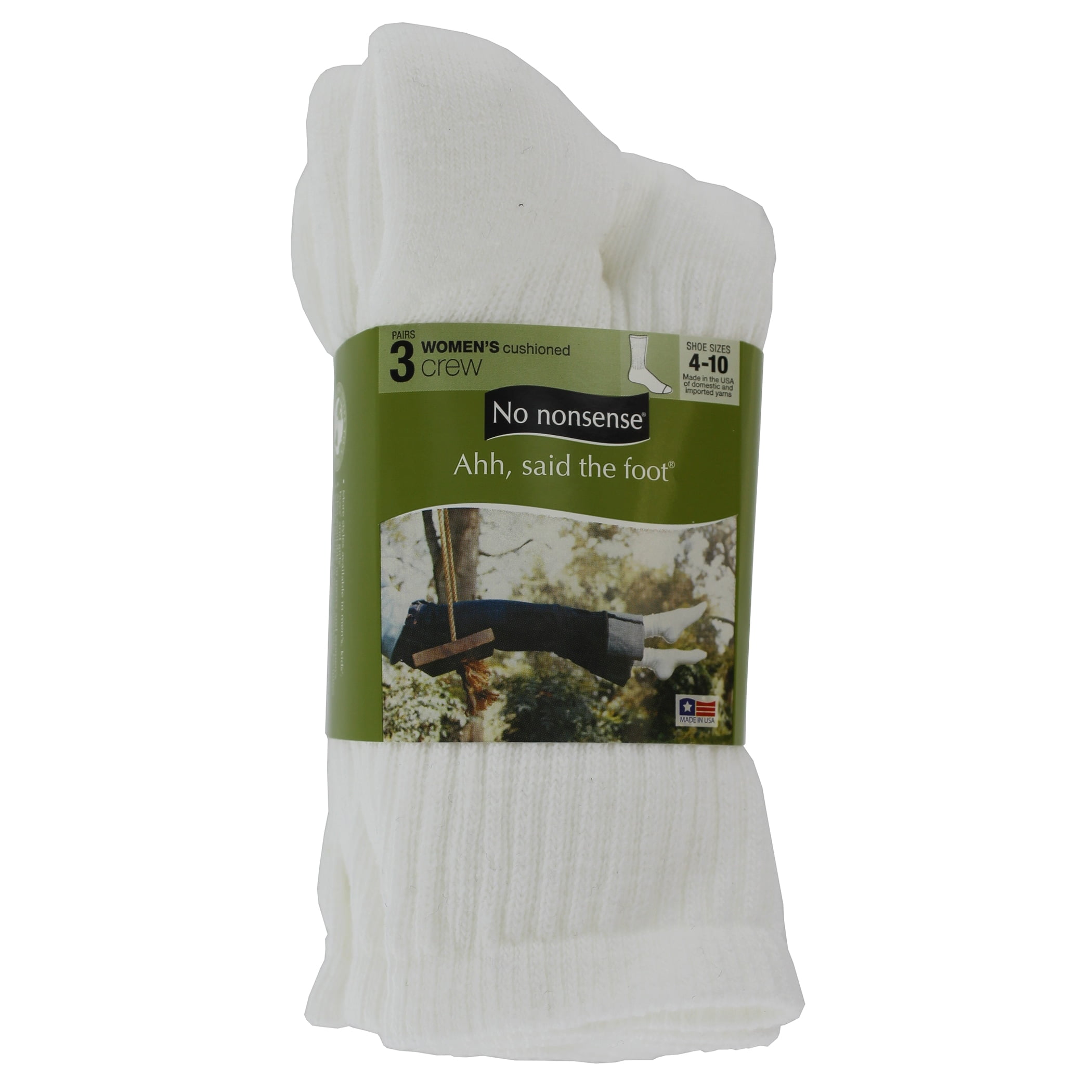 KayserRoth No Nonsense S4121E White Women's Cushioned Crew Socks 3