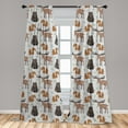 thumbnail image 4 of Ambesonne Moose Curtains, Cartoon Bear Squirrel Art, Pair of 28"x63", Pale Taupe and Lime Green, 4 of 4