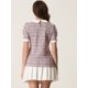 thumbnail image 4 of Top de Tweed Allegra K Blusa con cuello Peter Pan decoración de botones Rosa Gris M, 4 of 5