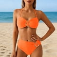 thumbnail image 2 of Daznico Women's Bikini Set, Halter Bandeau Top with Metal Buckle High Waist Bottoms,M, 2 of 4