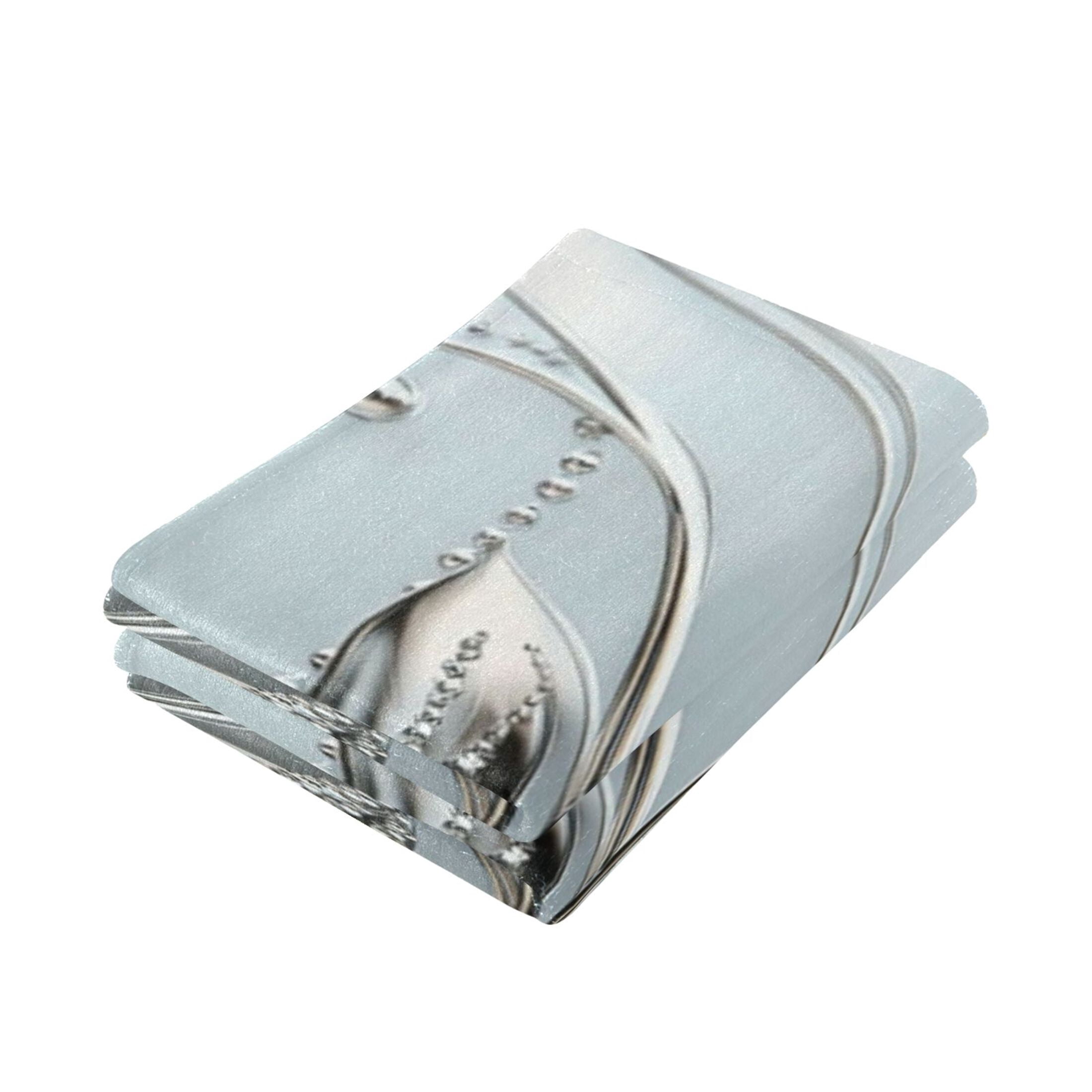 2-Piece Polyester cotton Towel Set Absorbent Grey Metal Silver Flower Leaf Hand Towel Bath Towel Soft and Comfortable Machine Wash 28.3x14.4
