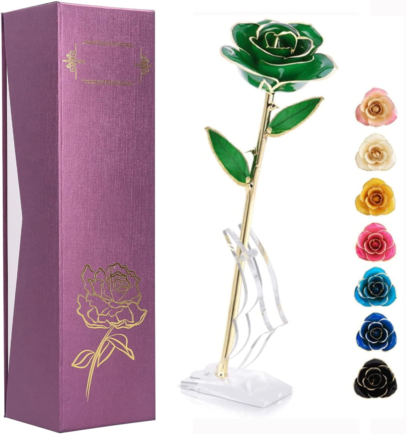 Premium Gold Dipped Rose Flower Gift Long Stem 24k for Her Valentine's Day 