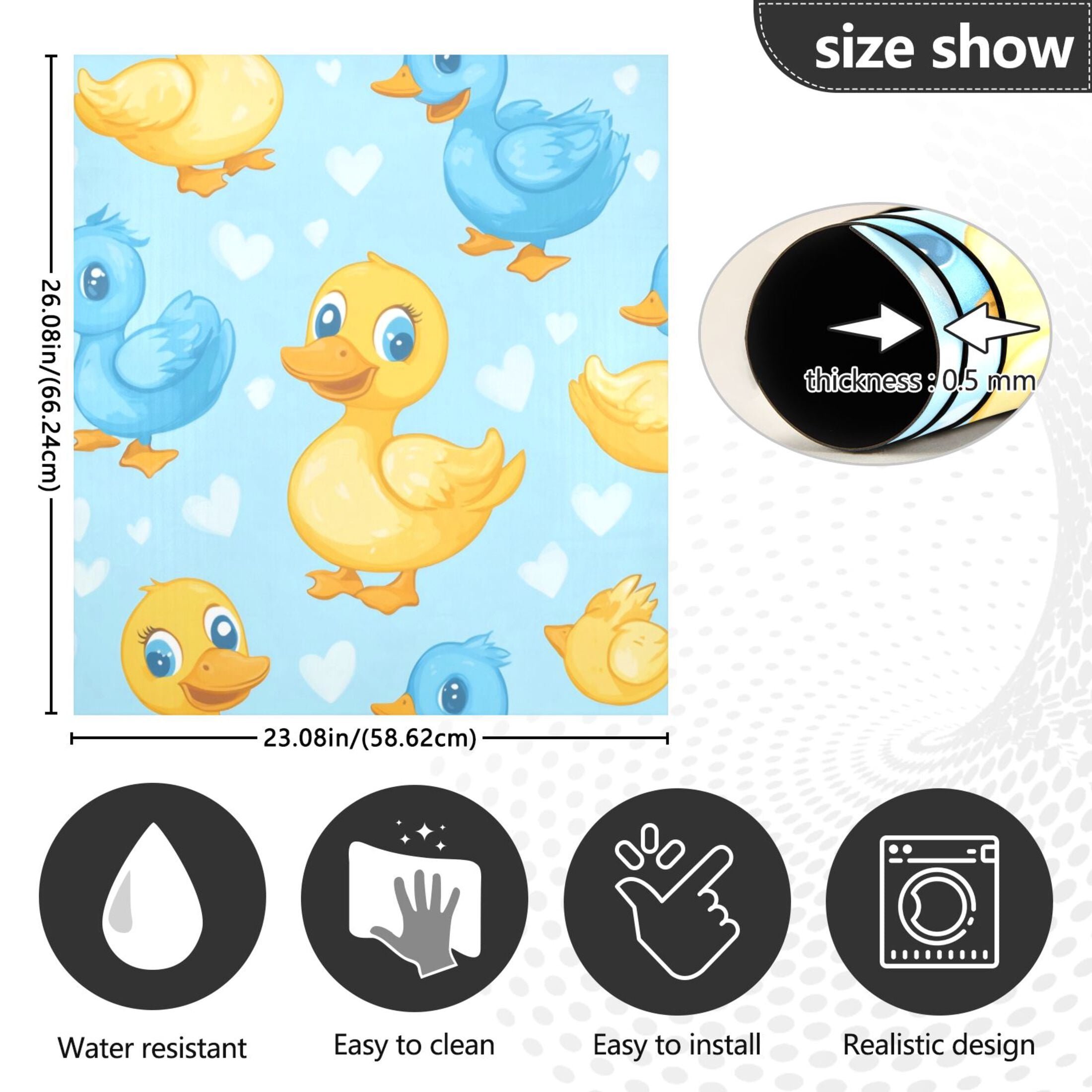 Dishwasher Magnetic Sticker 23x26 Inch Refrigerator Magnetic Sticker Washing Machine Magnetic Sticker Kitchen Panel Magnetic Sticker Home Decor Blue and Yellow Cute Duckling
