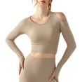 thumbnail image 3 of Ropa deportiva informal de yoga de manga larga con copa de gota de agua semifija, top deportivo de otoño, ropa de fitness de manga larga corta y ajustada para mujer, 3 of 3