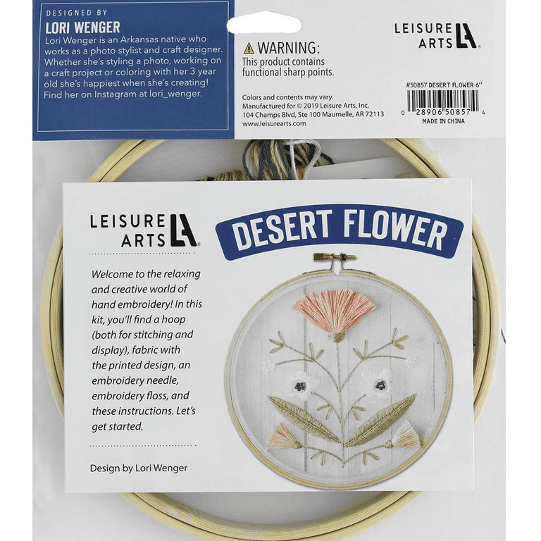 Leisure Arts Embroidery Kit 6 Pink Poppies - embroidery kit for beginners  - embroidery kit for adults - cross stitch kits - cross stitch kits for  beginners - embroidery patterns 