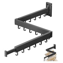 Folding Laundry Rack Wall Mounted, Retractable Clothes Dryer - Black, 46.1x3.55x46.1in, 220lb Capacity