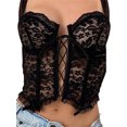 thumbnail image 2 of Qiylii Women Corset Crop Top Spaghetti Strap Lace Up Cami Push Up Bustier Bodice E-Girl Camisole Party Clubwear, 2 of 5