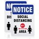 thumbnail image 1 of Paquete de 2 señales de advertencia de distanciamiento social de 6 pies, 7 x 10 pulgadas, 40 mil de aluminio, señales de advertencia de seguridad para hospitales, negocios, trabajos y bancos., 1 of 6