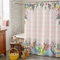 thumbnail image 4 of Easter Shower Curtain Easter Eggs Bunny Shower Curtains for Bathroom Decor, Waterproof Polyester Shower Curtain Set with Hooks, Extra Long 72" x 78" Eucalyptus Leaves Pink Plaid, 4 of 9