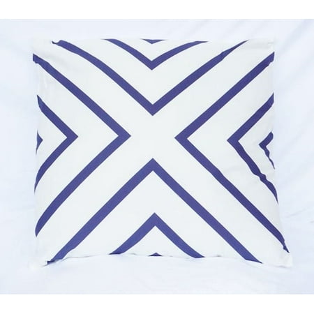 X Marks The Spot Dark Blue Cotton Throw Pillow - 
