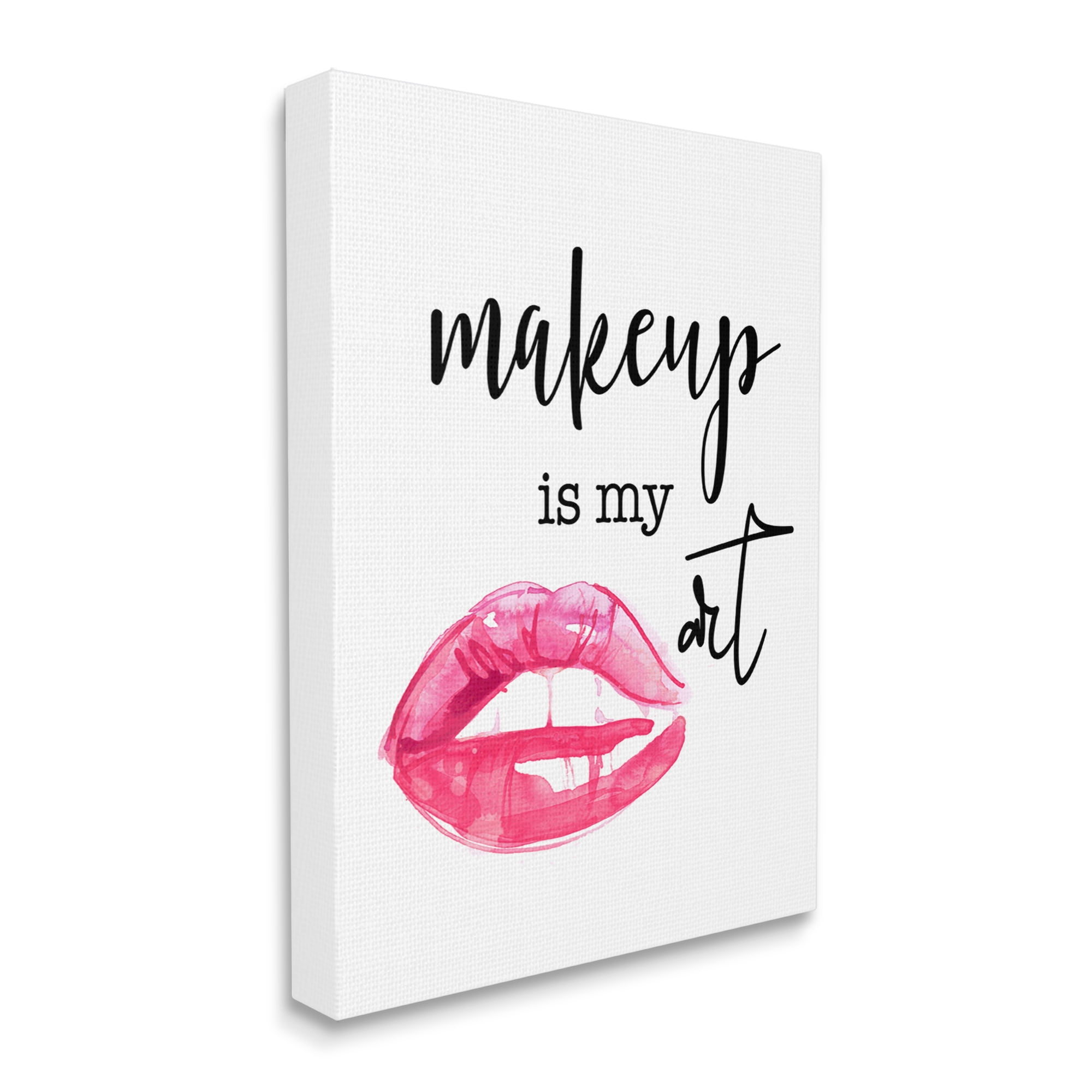 Stupell Industries Makeup Is My Art Glam Lips Typography Style Graphic Art Gallery Wrapped Canvas Print Wall Art, Design by Daniela Santiago