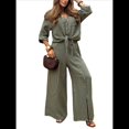 thumbnail image 2 of Camisa de Playa de Larga para Mujer, Blusa, Traje de Baño, Cuello Abotonado Verde Oscuro L, 2 of 9