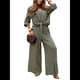 thumbnail image 2 of Camisa de Playa de Larga para Mujer, Blusa, Traje de Baño, Cuello Abotonado Verde Oscuro M, 2 of 9