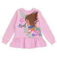 thumbnail image 4 of Disney Little Mermaid Ariel Peplum Fleece Sweatshirt and Leggings Outfit Set Toddler to Big Kid, 4 of 5