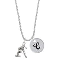 thumbnail image 1 of Delight Jewelry Silvertone Gymnast Balance Beam Silvertone Script Initial Disc - C - Charm Necklace, 20"+3", 1 of 4