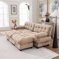 thumbnail image 2 of U Shaped Sectional Couches for Living Room, Modular Sectional Sofa Cloud Couch with Ottoman, Deep Seat Loveseat Comfy Advanced Flannelette Oversized Sofa, Modern Couch with Armrests 4 Pillows (Brown), 2 of 11