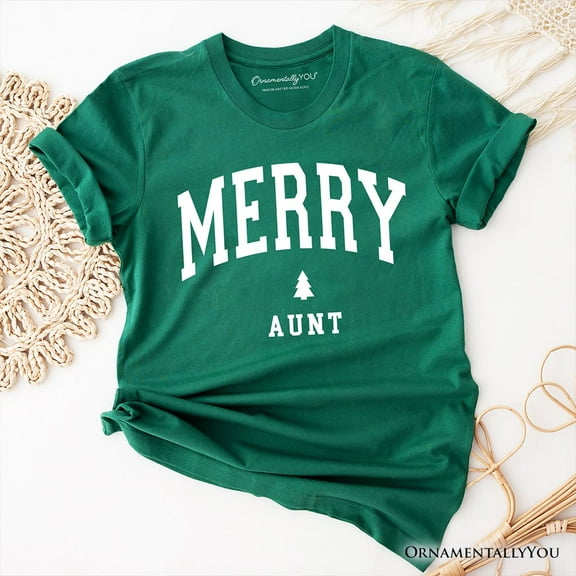 Merry Aunt Retro Christmas T-Shirt, Matching Family Holiday Tee