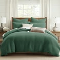 thumbnail image 4 of Levtex Home - Mills Waffle Forest Green Duvet Cover Set - Twin Duvet Cover + One Standard Pillow Case - Forest Green Waffle Weave - Duvet Cover (68 x 88in.) and Pillow Case (26 x 20in.) - Cotton, 4 of 6