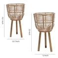 thumbnail image 5 of Benjara Contemporary Wicker Planters with Angled Wood Legs in Brown (Set of 2), 5 of 5