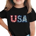 thumbnail image 2 of SGFCWSX Girls T-Shirts Patriotic Short Sleeve USA American Flag Print 4th of July Graphic Tees Black Size 3-4 Years, 2 of 6