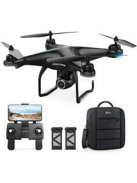 Holy Stone HS120D Drone with 2K Camera for Adults GPS Quadcotper Drone with Auto Return Home Includes 2 Batteries Carrying Backpack Black