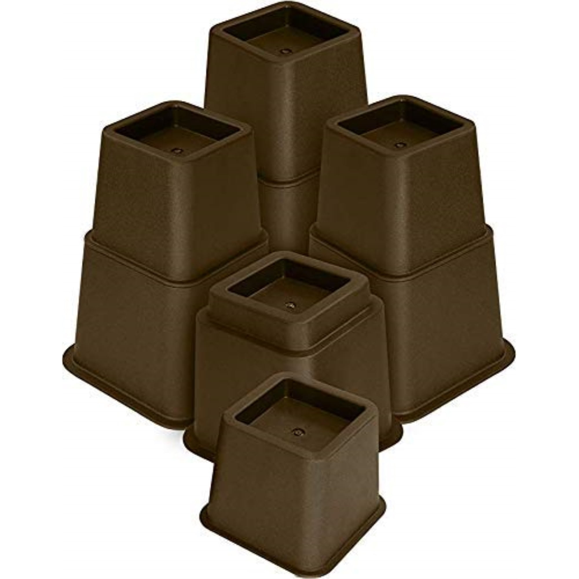 3' , 5' or 8' Brown, Adjustable Bed Furniture Legs, Heavy Duty Plastic - Bed Risers Set of 4